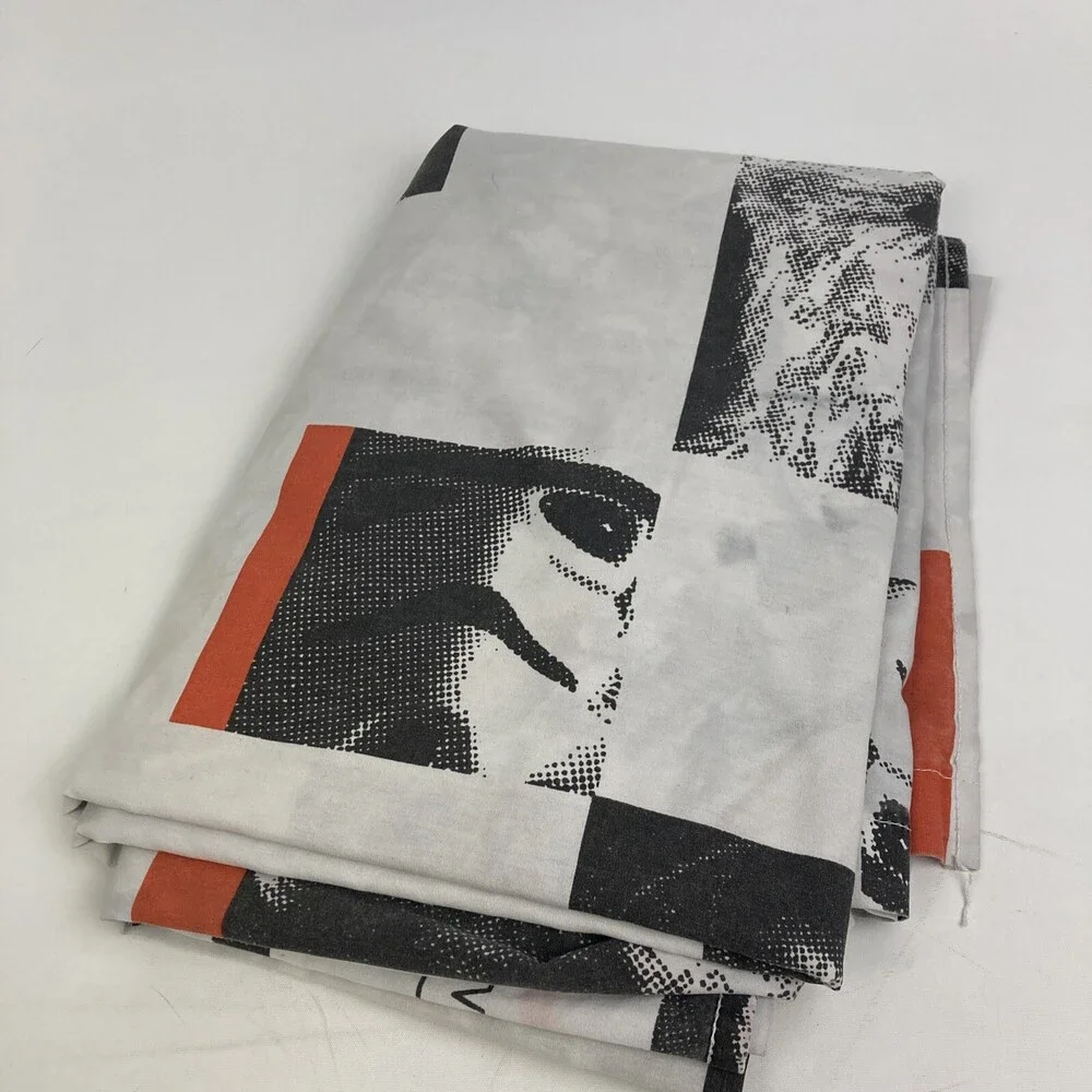 VTG Twin Flat Star Wars Squares Bed Sheet 1997 Lucasfilm Black White Graphic 90s